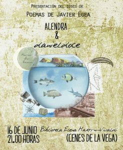 Foto del cartel de presentación del disco de Alendra: Poemas de Javier Egea